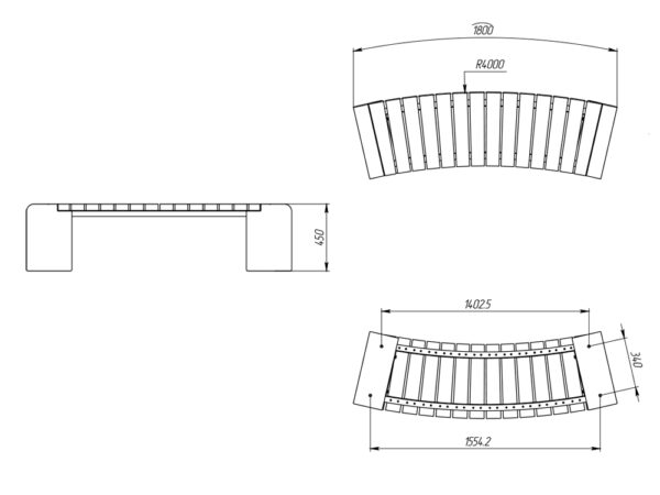 Скамейка «Форт» 1800 радиусная